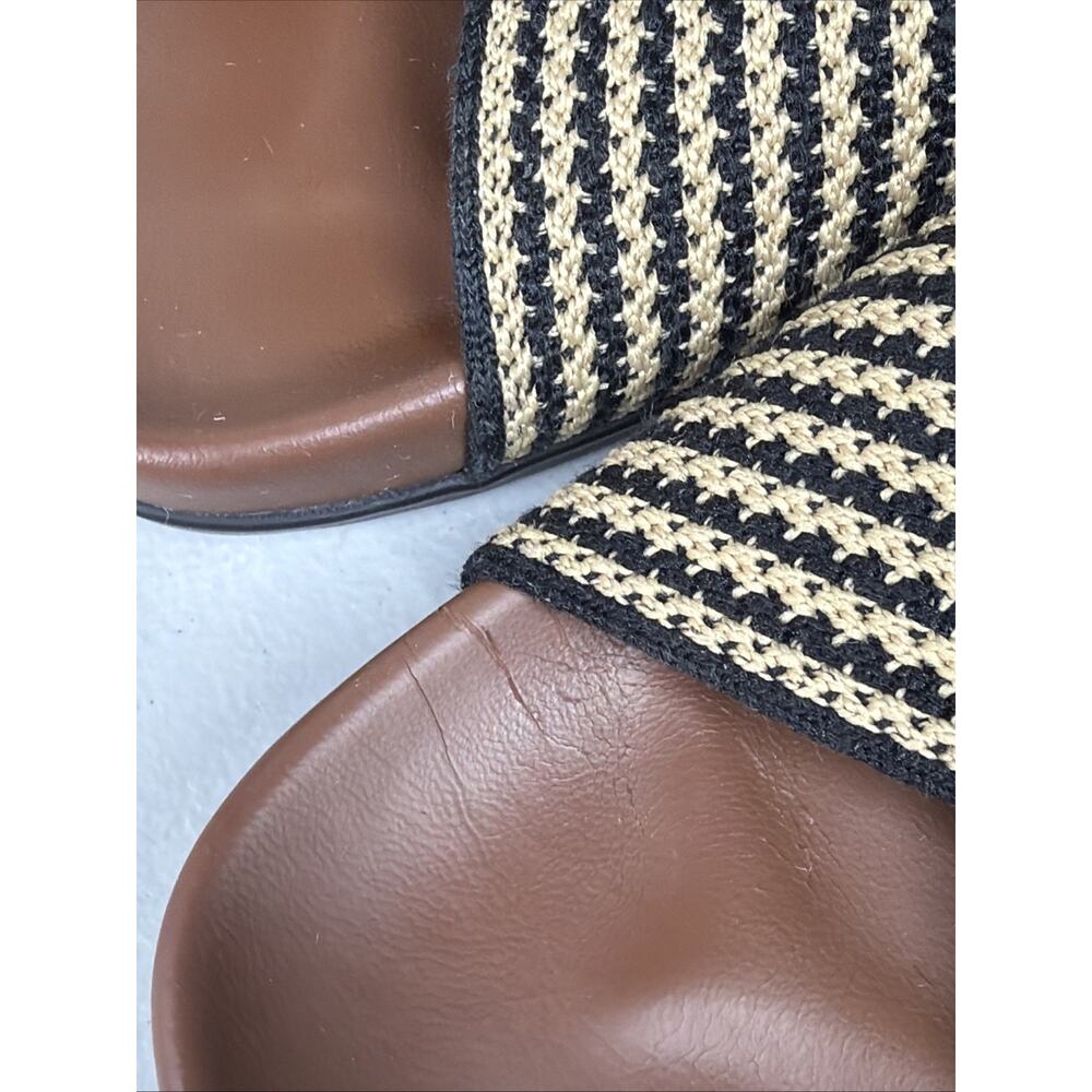 Rothy's The Weekend Slide Sandals Toffee Stripe Womens 8.5 Textured Knit Slip On - Picture 5 of 8